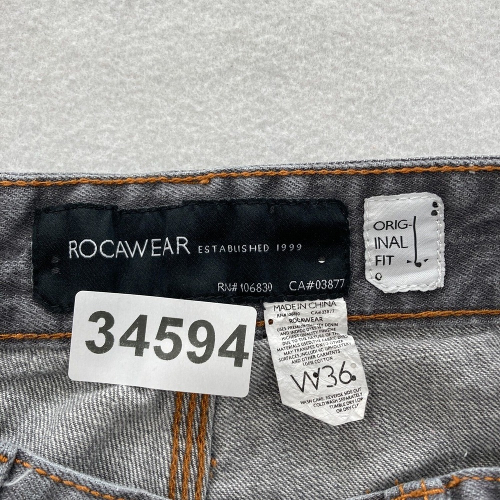 Vintage Rocawear Cropped Jeans Mens 36 Gray Denim Original Fit Baggy Loose Y2K - Picture 6 of 13